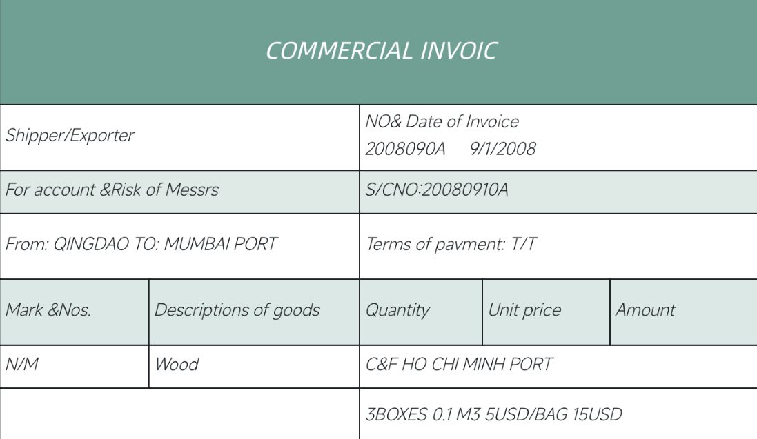COMMERCIAL INVOIC